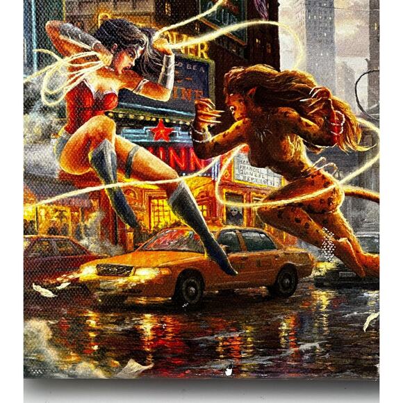 Battle Royale Women of DC Comics 10"x8" Certified Kincaid Canvas painting - Picture 5 of 11